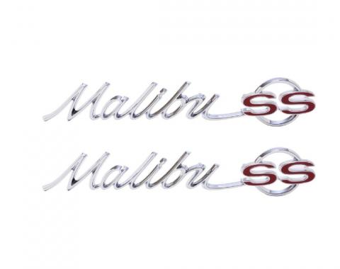 Trim Parts 65 Chevelle Rear Quarter Emblem, Malibu SS, Pair 4210