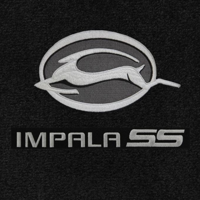 Impala Floor Mats, 2 Piece Lloyd® Velourtex™, with Impala Deer & SS Logo, Ebony Carpet, 2006-2013