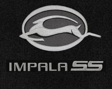 Impala Floor Mats, 2 Piece Lloyd® Velourtex™, with Impala Deer & SS Logo, Ebony Carpet, 2006-2013