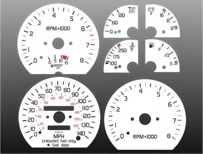 Whitegauges 1991-1994 Mercury Capri Base XR2 White Face Gauges 9092MC-210