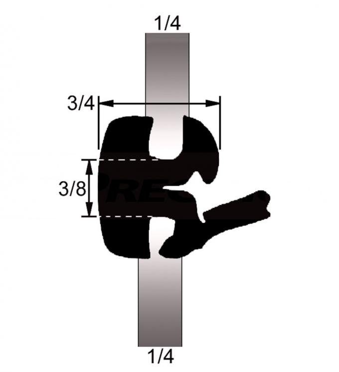 Precision EPDM Rubber Universal Self Locking Glass Weatherstrip Seal, 50 Feet 75 600