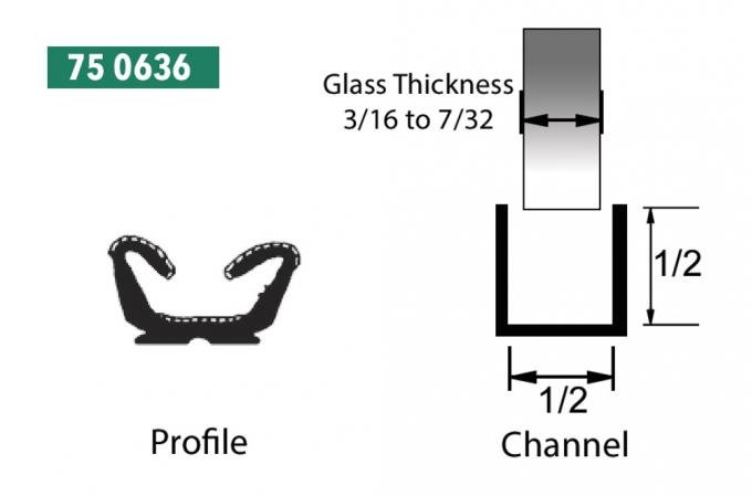 Precision Glass Run Channel, 8 foot single length piece 75 0636