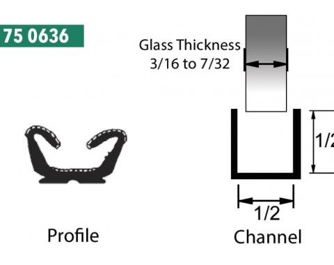Precision Glass Run Channel, 8 foot single length piece 75 0636