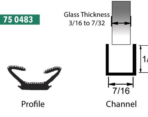Precision Glass Run Channel, 8 foot single length piece 75 0483