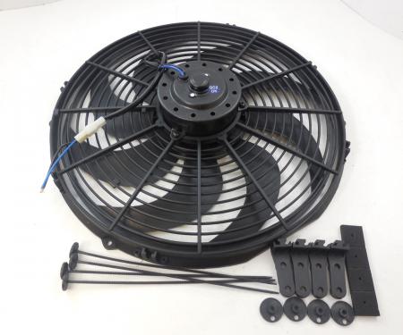 RPC Racing Power Company R1016, Cooling Fan, Universal, Electric, 12 Volt, 2300 CFM, 16 Inch, Black, Curved Blade, Reversible