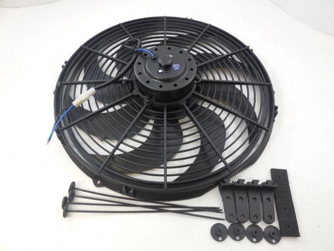 RPC Racing Power Company R1016, Cooling Fan, Universal, Electric, 12 Volt, 2300 CFM, 16 Inch, Black, Curved Blade, Reversible