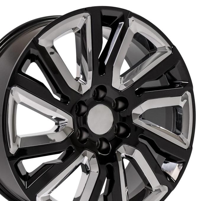 OE Replica Wheels CV39 - 22" Replica Wheel CV39 Fits GMC Sierra Rim 22x9 Black and Chrome Wheel CV39-22090-6550-28B-ic