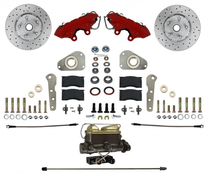 Leed Brakes Power Front Kit with Drilled Rotors and Red Powder Coated Calipers RFC0025-405PX