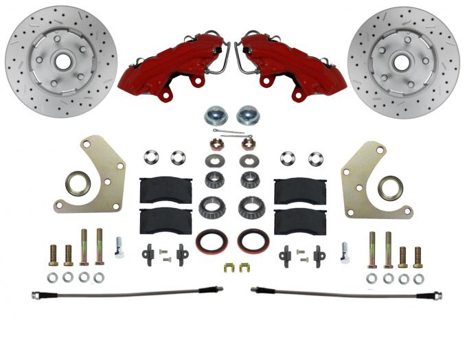 Leed Brakes Spindle Kit with Drilled Rotors and Red Powder Coated Calipers RFC2001SMX