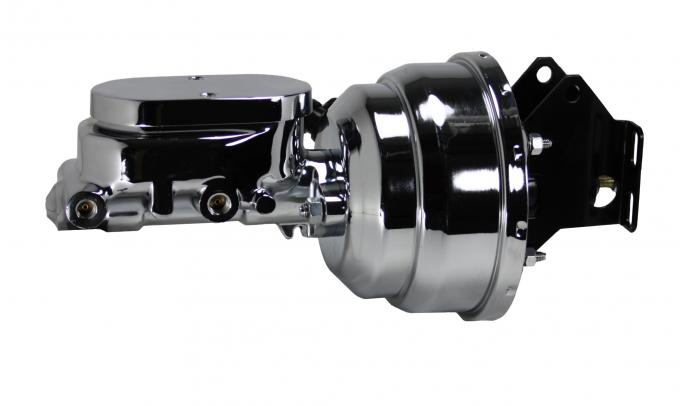 Leed Brakes 8 inch dual power booster, 1 inch bore flat top master (Chrome) G9F