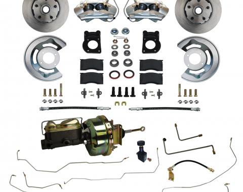 Leed Brakes 1964-1966 Ford Mustang Power Front Kit with Plain Rotors Zinc Plated Calipers and Pre-Bent Line Kit FC0001-H405ALK