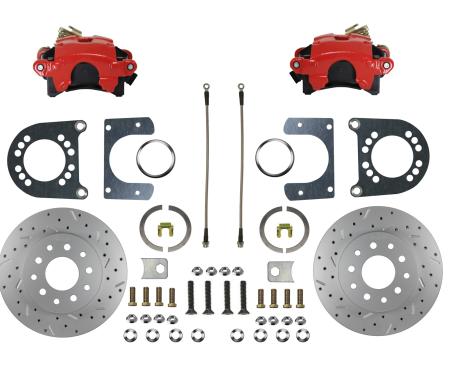 Leed Brakes Rear Disc Brake Kit with Drilled Rotors and Red Powder Coated Calipers RRC0002X
