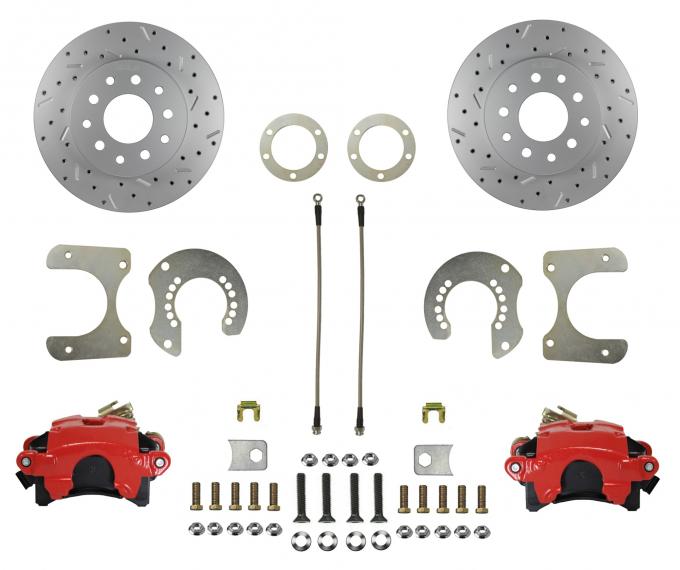 Leed Brakes Rear Disc Brake Kit with Drilled Rotors and Red Powder Coated Calipers RRC2001X