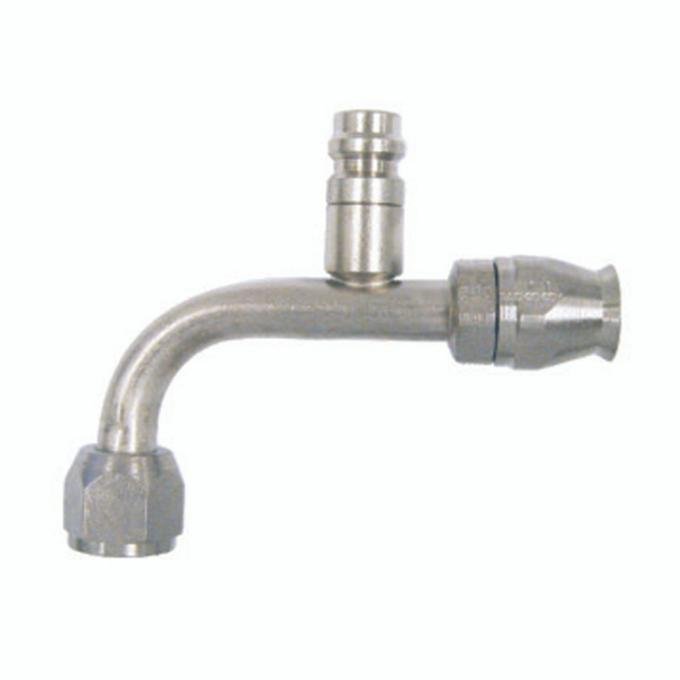 Vintage Air Braided Line Fitting 90 Degree with 134a Service Port for NO 6 Hose 36444-VUR