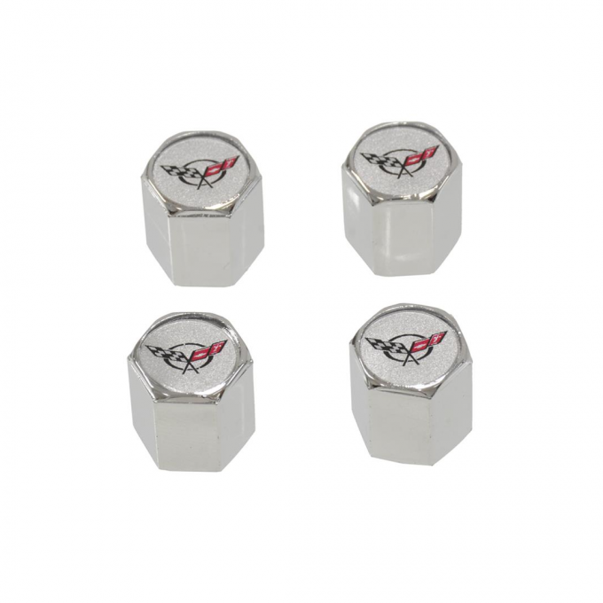 Corvette C5 Logo Valve Stem Caps, Chrome