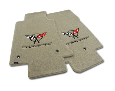 Corvette Mats, Shale with Blk C5 Logo & Script, 2003