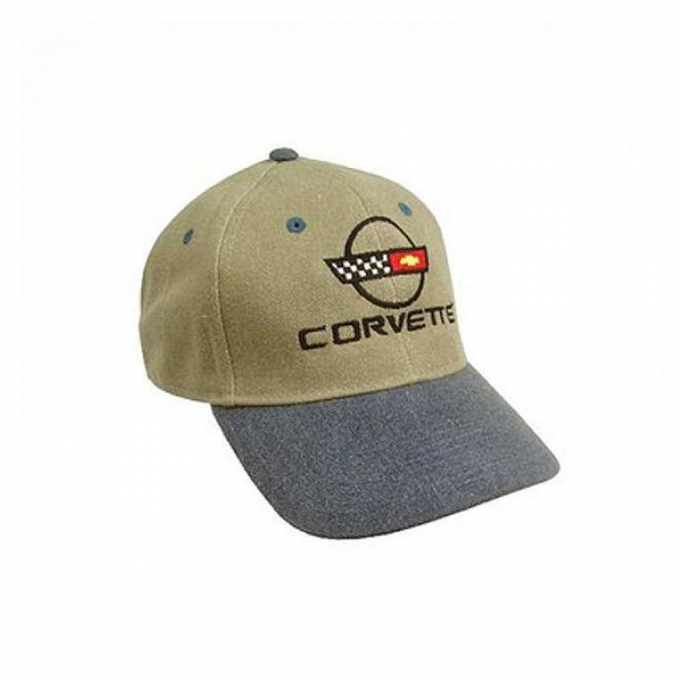 C4 Corvette Black & Khaki Low Profile Brushed Twill Hat