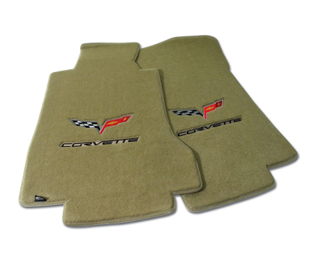 Corvette Mats, Cashmere with C6 Logo & Script, 2005-2007 Early
