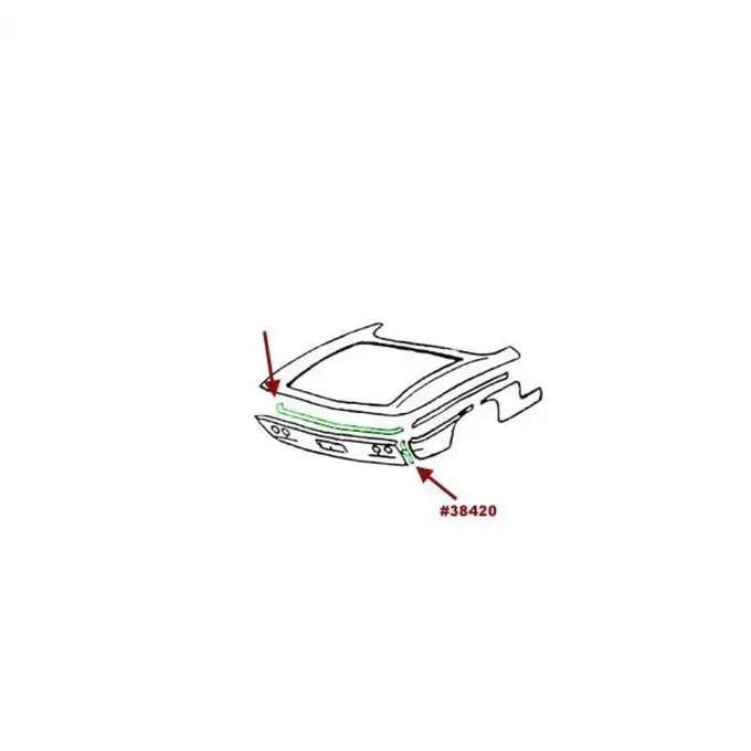 Corvette Bonding Strip, Taillight Panel To Rear Quarter Panel, Left, Vertical, 1961-1962