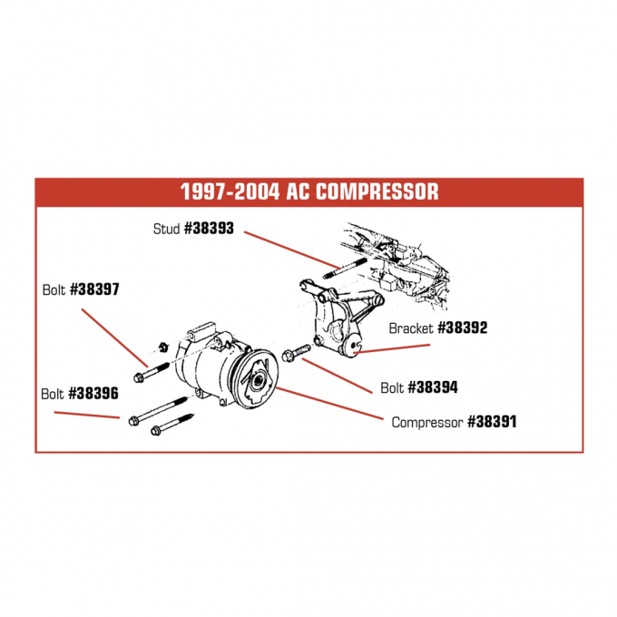 Corvette Air Conditioning Compressor Mount Stud, 1997-2004