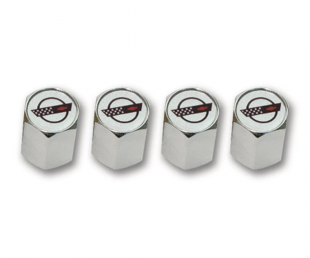 Corvette C4 Logo Valve Stem Caps, Chrome