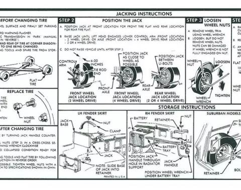 Chevy Or GMC Truck Jacking Instruction Decal, 1985-1986