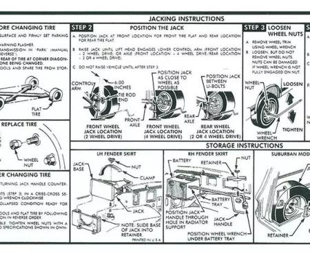 Chevy Or GMC Truck Jacking Instruction Decal, 1985-1986