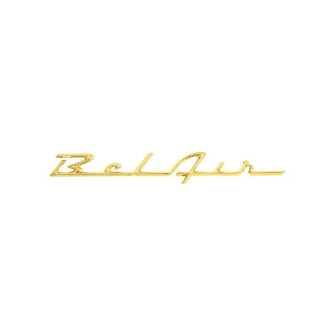 Chevy Rear Quarter Panel Script, Bel Air, Show Correct, Bronze Gold, 1957
