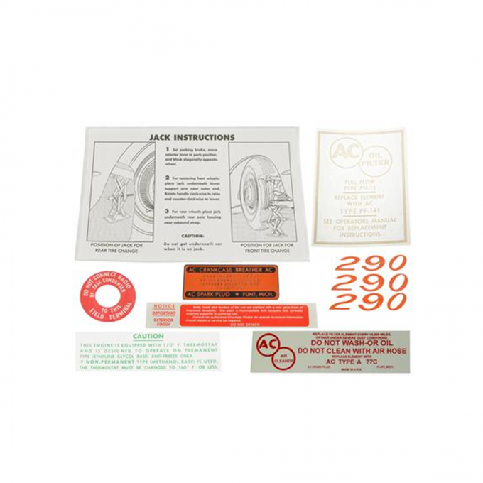 Corvette Decal Set, 300HP 9 Piece, 1962