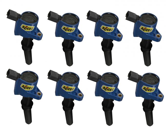 Accel Ignition Coil, SuperCoil, 1998-2008 Ford 4.6L/5.4L/6.8L 2-Valve Modular Engines -Blue, 8-Pack 140032B-8