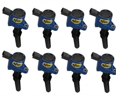 Accel Ignition Coil, SuperCoil, 1998-2008 Ford 4.6L/5.4L/6.8L 2-Valve Modular Engines -Blue, 8-Pack 140032B-8