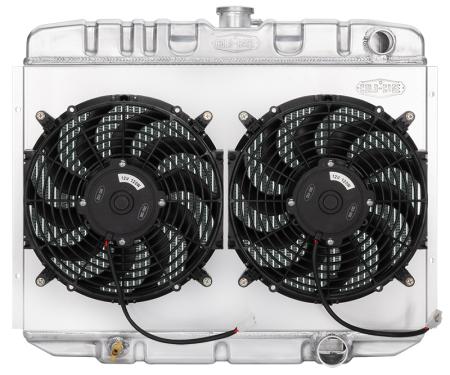 Cold Case Radiators 67-70 Mustang SB 24 Inch Aluminum Performance Radiator And Dual 12 Inch Fan Kit MT FOM587K