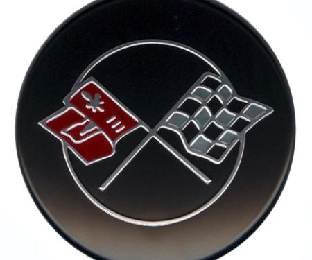 Corvette Rally Wheel Crossed Flag Logo Decal, 1968-1982