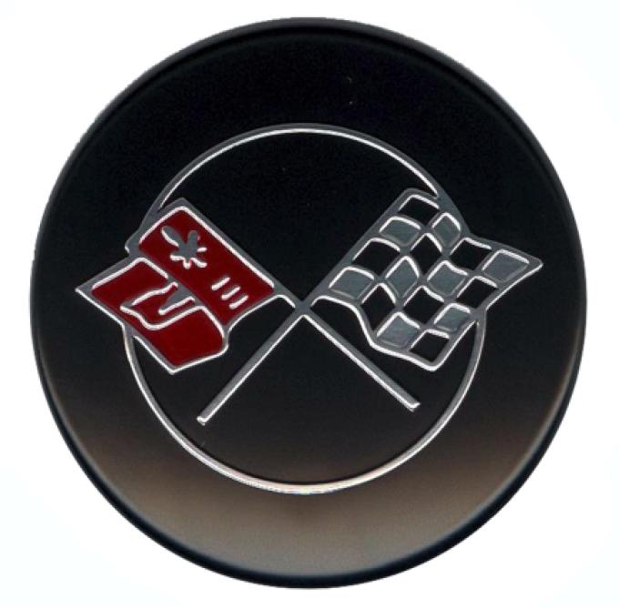 Corvette Rally Wheel Crossed Flag Logo Decal, 1968-1982