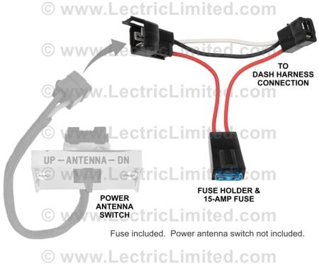 Lectric Limited 1965-1966 Chevrolet Corvette Power Antenna Fused Jumper Harness VPA6566FS