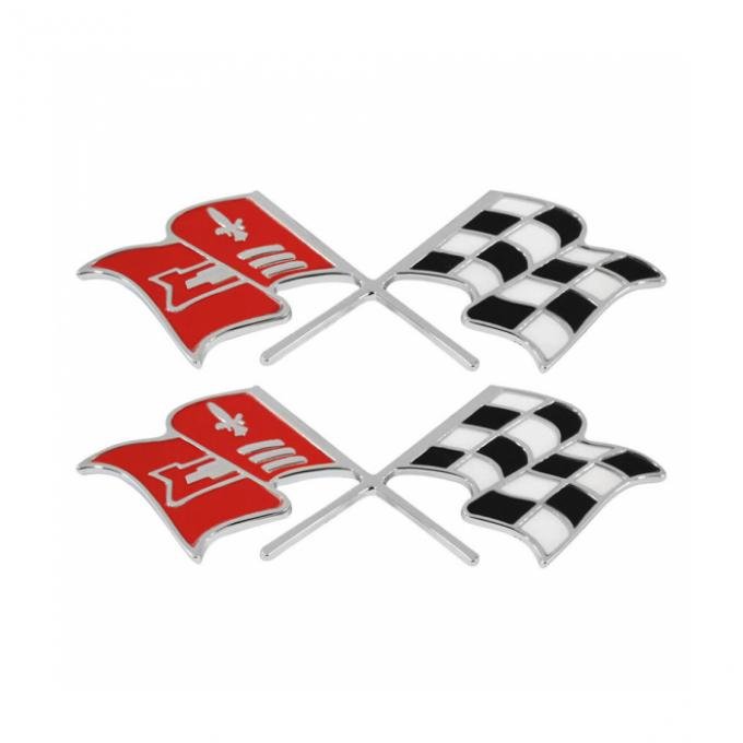 Trim Parts 58-60 Corvette Front Fender X-Flag Emblem, Pair 5155