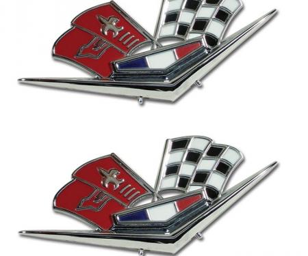 Trim Parts 62-63 Full-Size Chevrolet Front Fender X-Flag, 327/409, Pair 2160