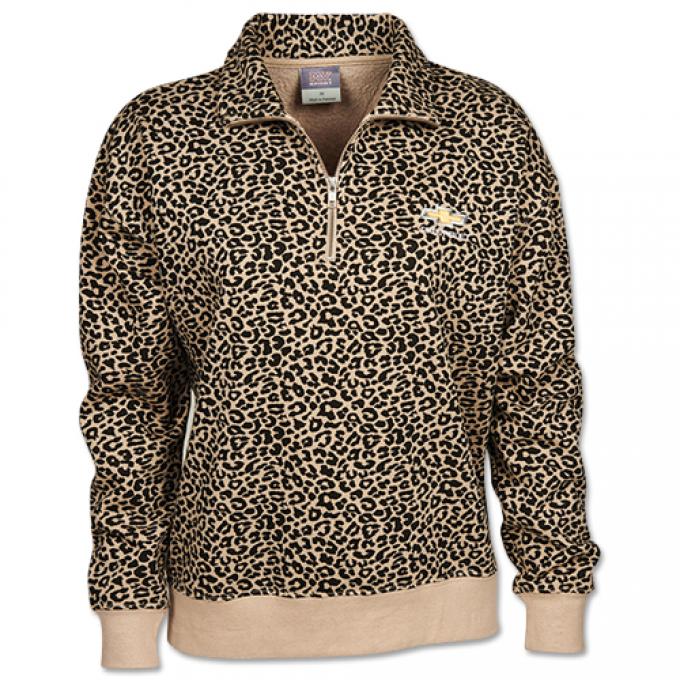 Ladies Gold Bowtie Leopard Print Pullover