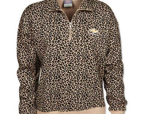 Ladies Gold Bowtie Leopard Print Pullover