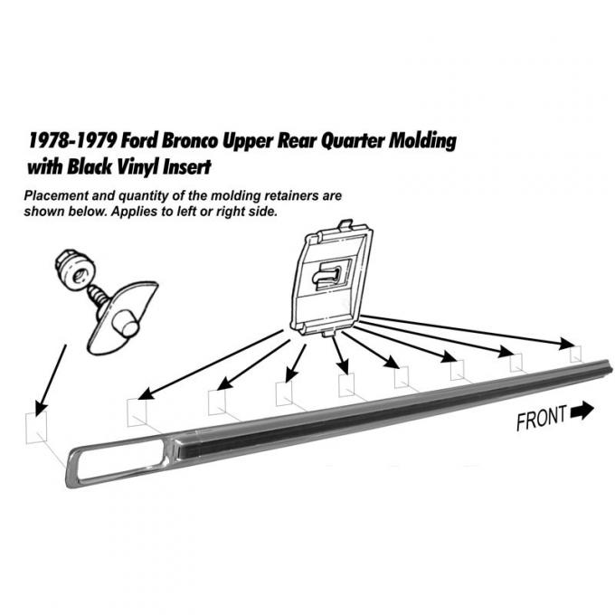 Dennis Carpenter Upper Bed Side Molding - Right - w/o Racetrack - 1978-79 Ford Bronco D8TZ-9829038-A