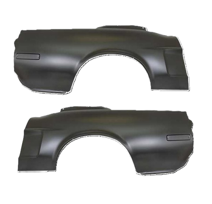 Redline Restomotive® 1968 Ford Mustang Coupe Left and Right Hand Full Quarter Panel with Side Marker Indent (Early 68)