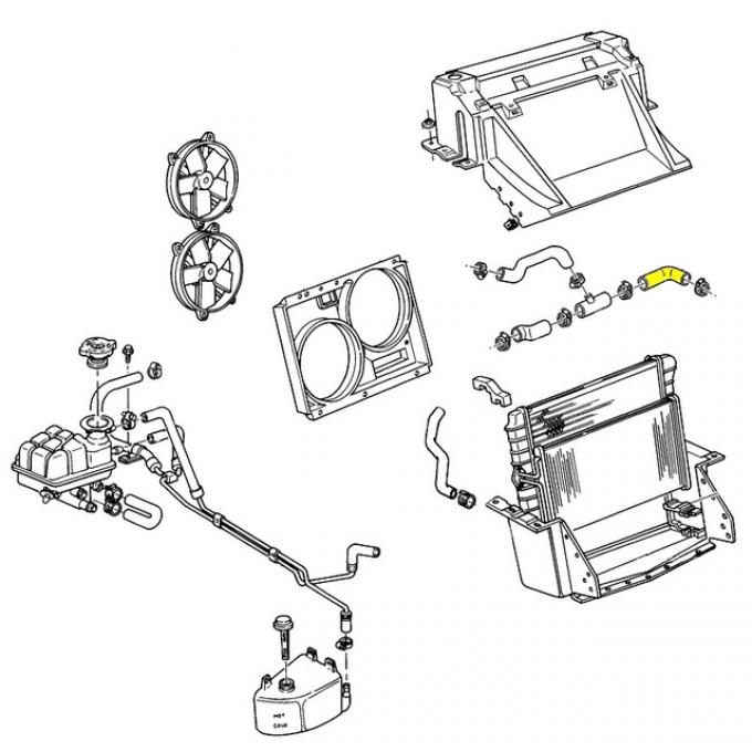 Corvette Radiator Hose, Front Upper LT1, 1992-1994