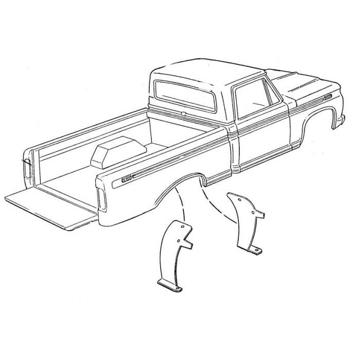 Dennis Carpenter Rear Wheel Opening Splash Shield - 1976-79 Ford Truck, 1978-79 Ford Bronco    D7TZ-9928370-A