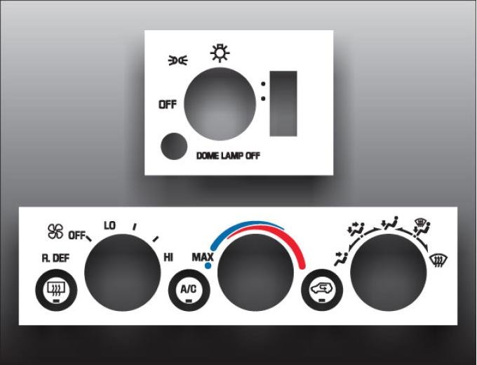 Whitegauges 1995-1999 Chevrolet GMC White Heater Control Overlay HVAC HV9598CT-1449