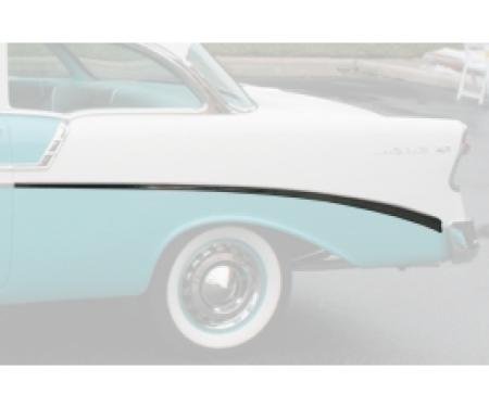 Chevy Rear Quarter Panel Molding, Bel Air, Left, For 2-Door, Show Quality, 1956