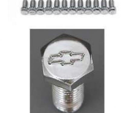 Chevy Bowtie Header Bolt Set, Small Block, Chrome, 1955-1957