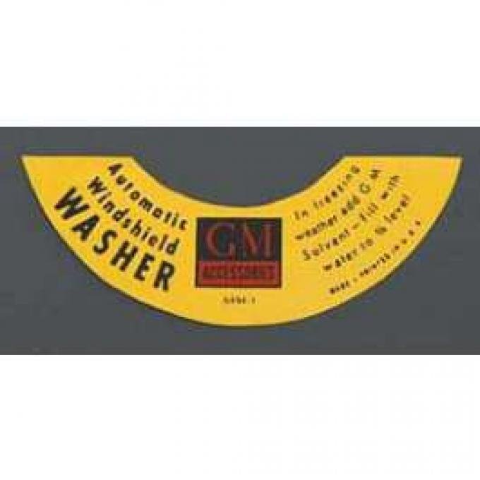 Chevy Windshield Washer Jar Decal, Automatic, 1955-1957