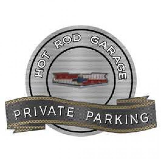 Chevy Tri-5 Emblem Hot Rod Garage Private Parking Metal Sign, 18 X 14