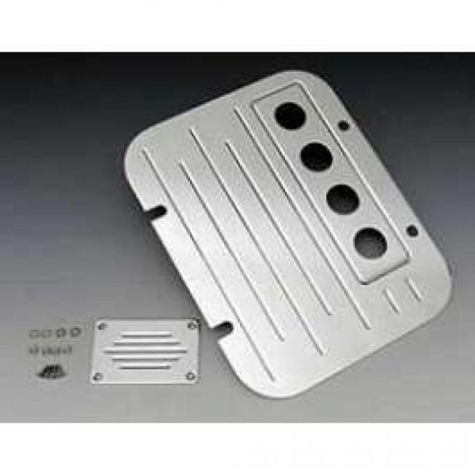 Chevy Firewall Plate, Ribbed Polished Billet Aluminum, With Gen IV Vintage Air Conditioning, 1957