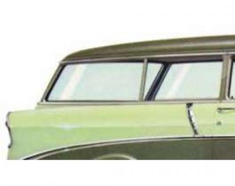 Chevy Rear Curved Quarter Glass, Right, Clear, 2-Door Wagon, 1955-1957